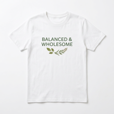 Balanced & Wholesome T-Shirt front-view product mockup