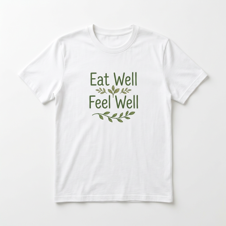 Eat Well Feel Well T-Shirt front-view product mockup